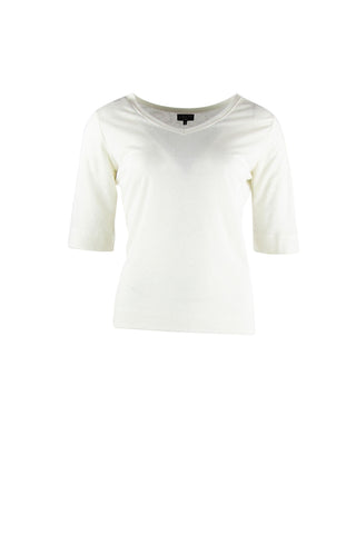 Zilch Reversible Top Off White 01LIJ10.037/1: Wit basic t-shirt van comfortabel linnen
