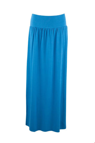 Zilch Skirt Long Jeans 01EVI50.070186: lange effen blauwe rok met brede tailleband