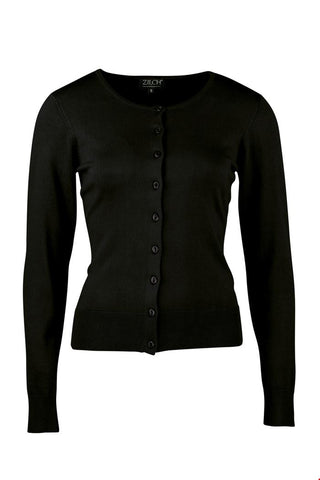Zilch cardigan round neck black 02BAS20.002-999: zwart vestje met ronde hals en knoopsluiting