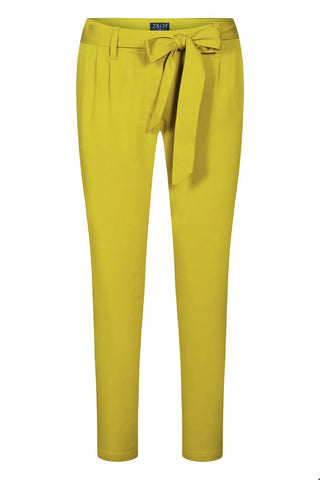 Zilch pants belt lime 11TEN60.040-129: gele broek van tencel