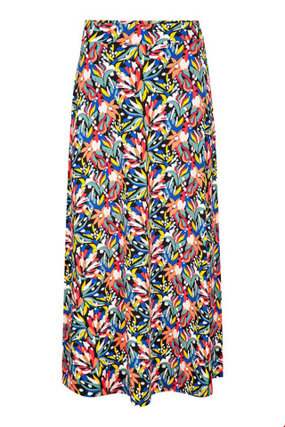 Zilch skirt long bouquet black 11EVI50.078R-982: lange rok met brede tailleband gemaakt van duurzame viscose