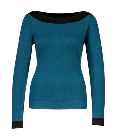 Zilch sweater boatneck petrol two tone 12bas30.016P