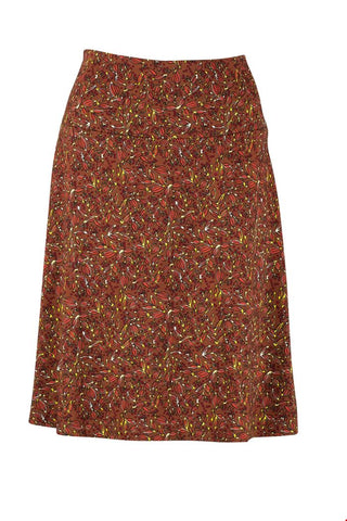 Zilch wide skirt leaves wood 02EVI50.038P-920: rok met brede tailleband gemaakt van duurzame viscose