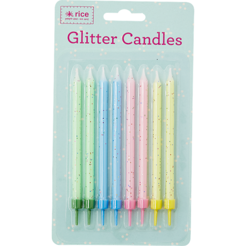 Rice 8 Long Cake Candles With Glitters